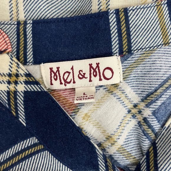 Mel & Mo Plaid Button Down Top Long Sleeve Women’s Size Large - Picture 4 of 4